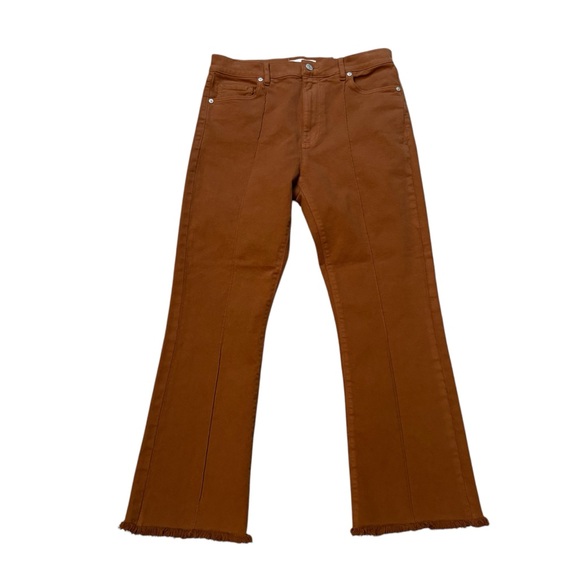 NWT, LOFT Pintucked Frayed High Rise Kick Crop Jeans in Cocoa Powder, Sz 4/27 - Picture 5 of 16